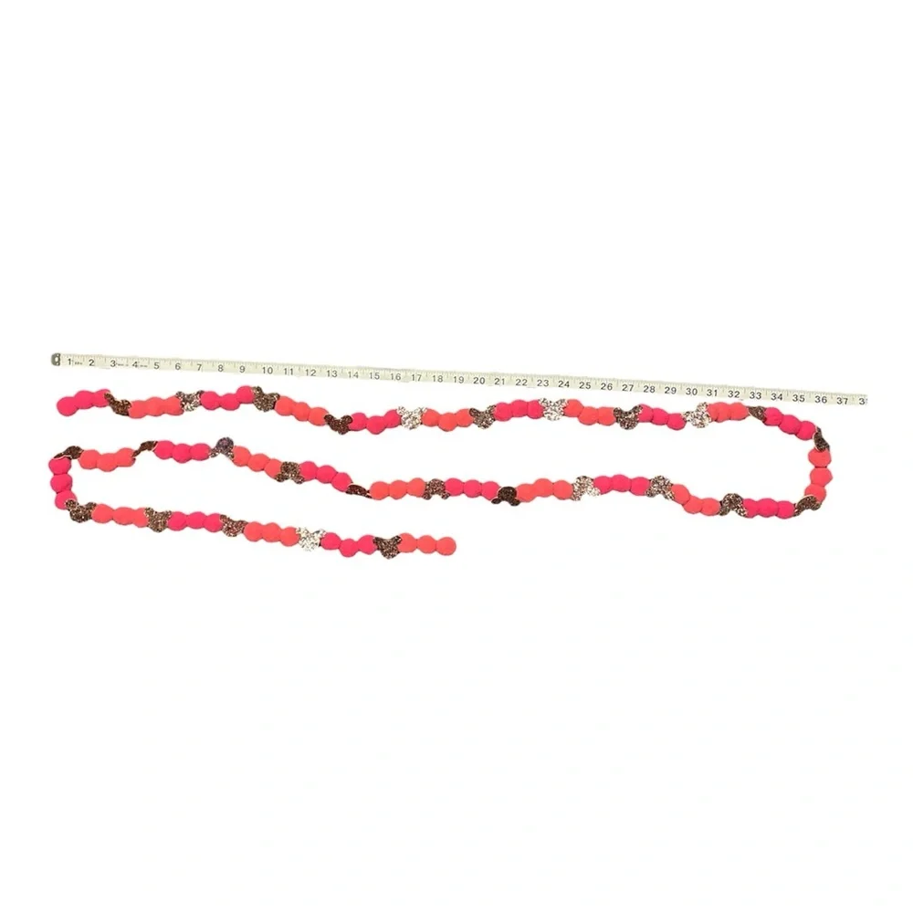 7 ft Valentine's Day Pinks Disney Glitter Mickey Pom Pom Garland Handmade thread